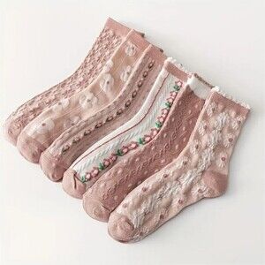 Pink cottagecore sock floral textured print bundle